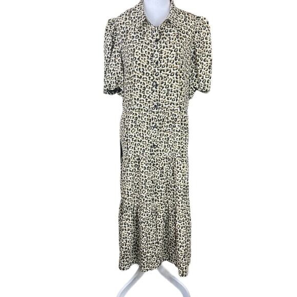 Charles Henry Leopard Print Button Front Dress Size XL - Picture 1 of 8